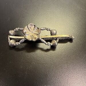 Lilla Rose Silver Pewter Color Hair Clip Beads And Flower Design